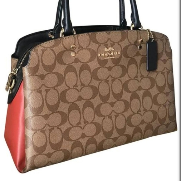Coach Handbags - Coach Brown and Red Signature Tote Bag